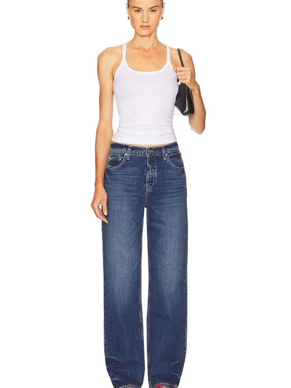 GRLFRND Boyfriend Wide-Leg Jeans - Dark Blue